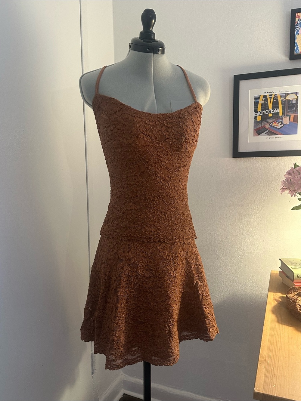 Crochet 3-piece skirt set in Chocolate Brown